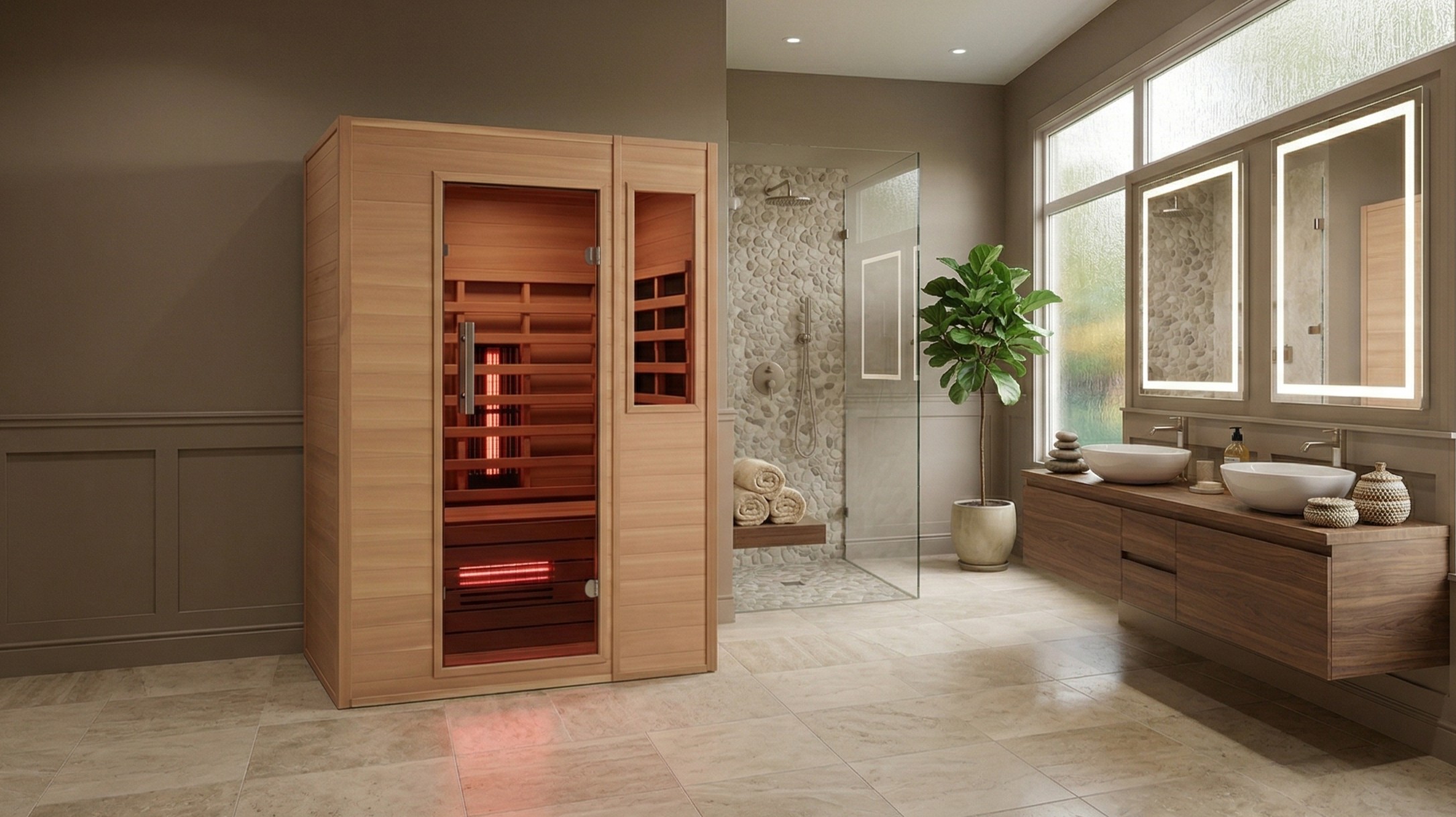 Infrarotkabine in einem modernen Badezimmer