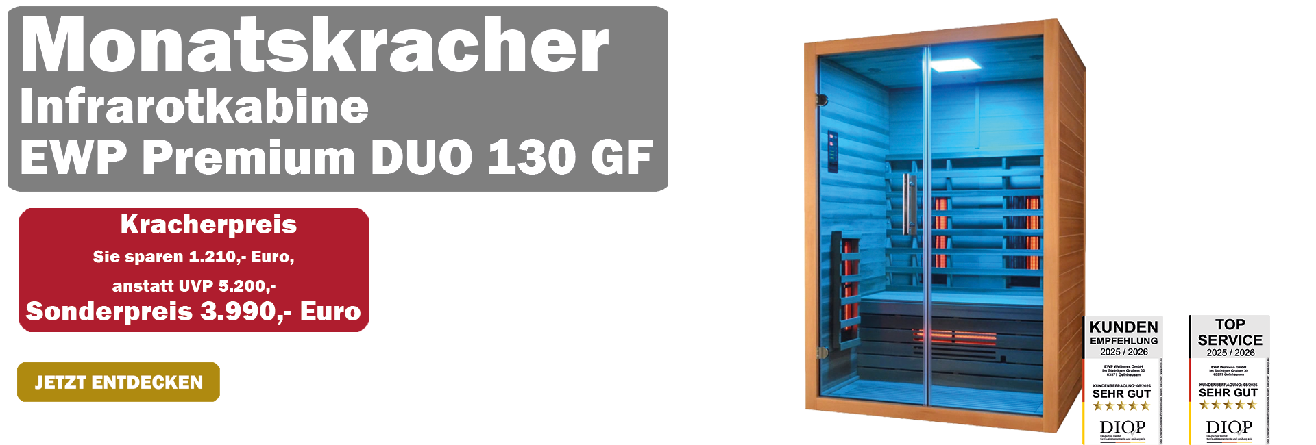 Monatskracher EWP Premium Duo 130 mit Glasfront